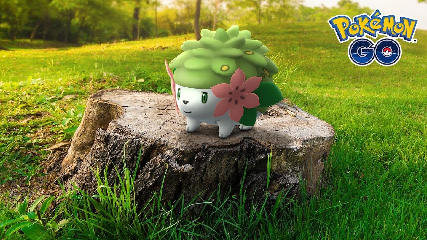 Biểu ngữ chính thức của nhiệm vụ Nghiên cứu Đặc biệt Grass and Gratitude trong Pokémon Go với hình ảnh Shaymin