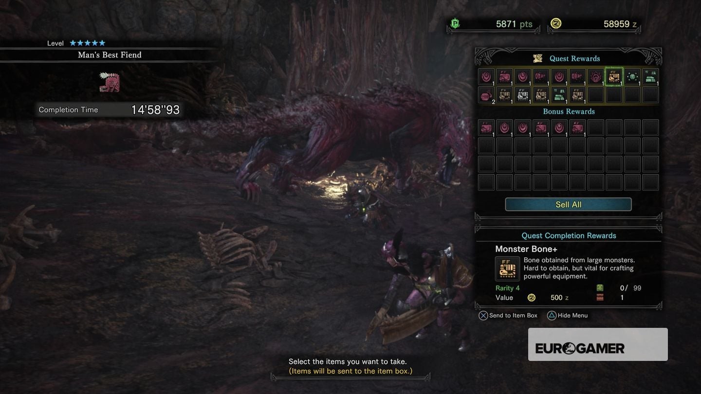 Biểu tượng Monster Bone Plus - nguyên liệu xương quan trọng ở cấp High Rank trong Monster Hunter World