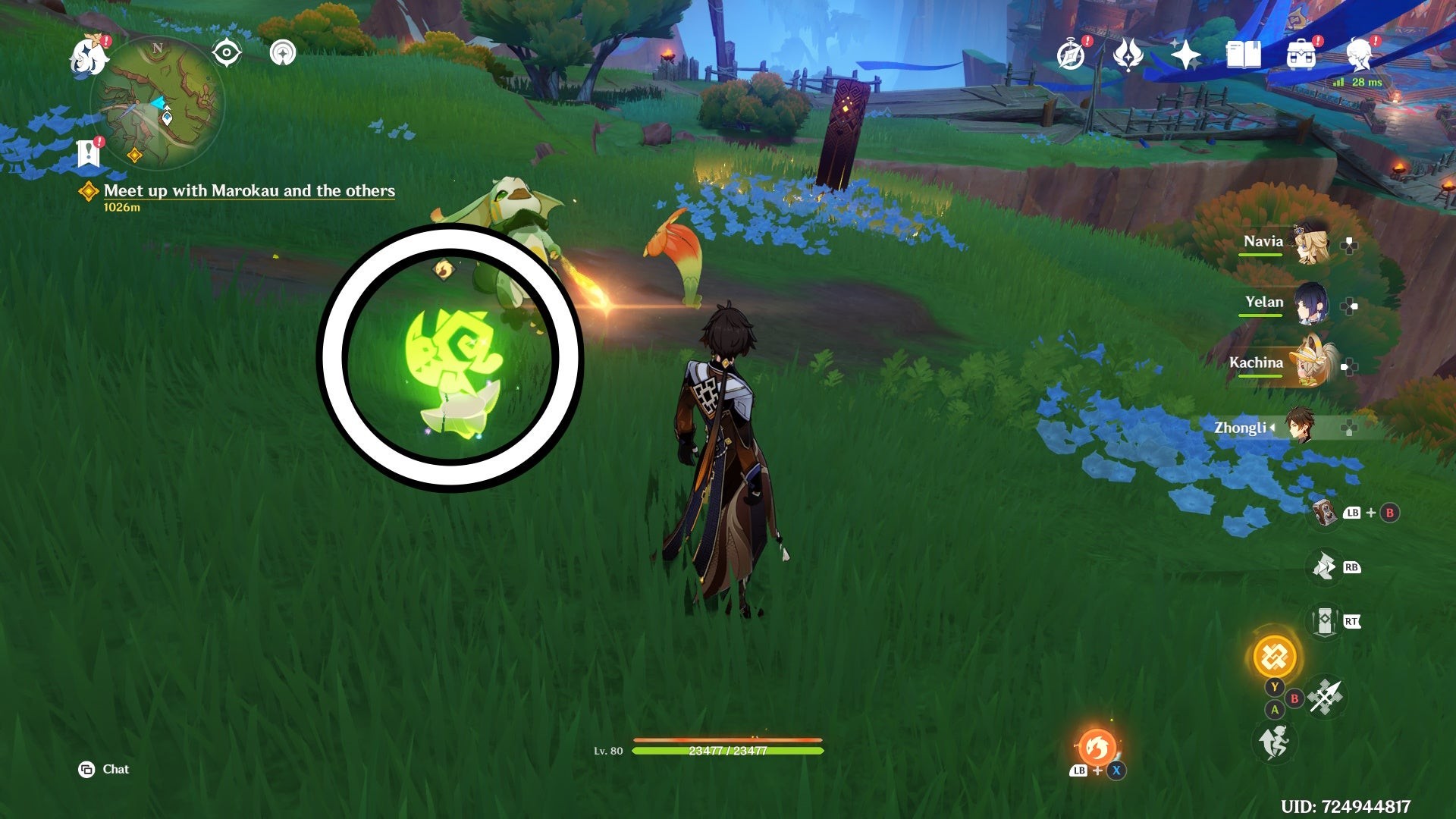 Biểu tượng Spiritsconce (Linh Hồn Ẩn) xuất hiện sau khi dừng Nhập Hồn trong Genshin Impact