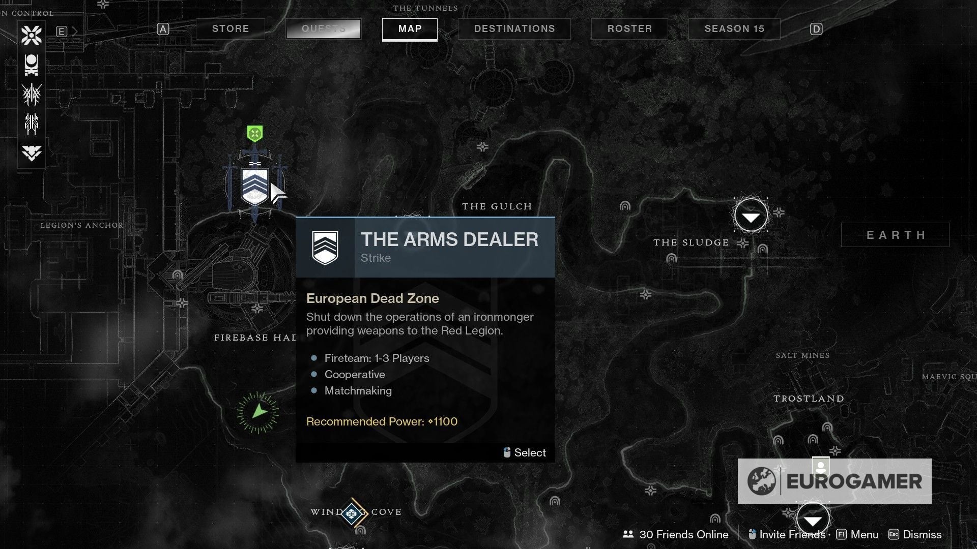 Biểu tượng strike The Arms Dealer trên bản đồ EDZ trong Destiny 2