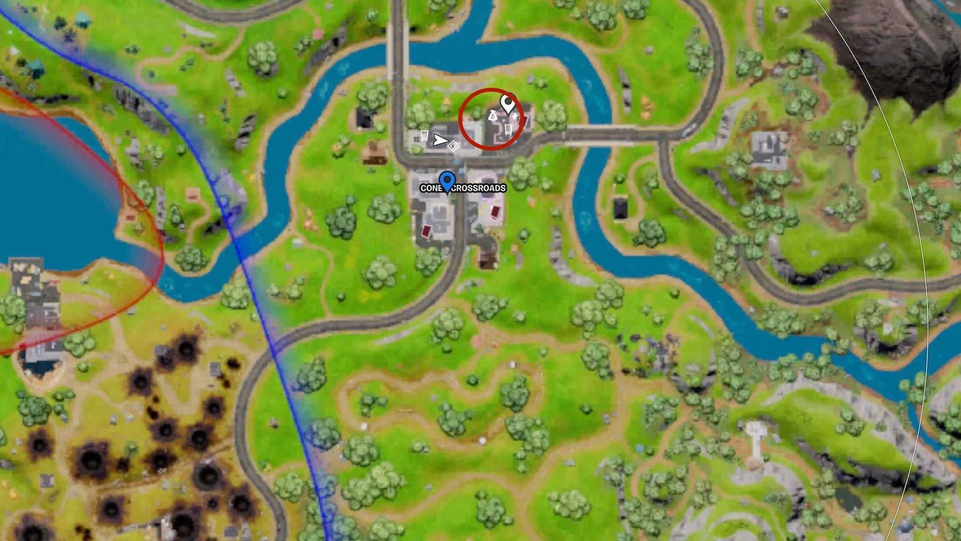 Biểu tượng Trạm Gây Quỹ trên minimap Fortnite
