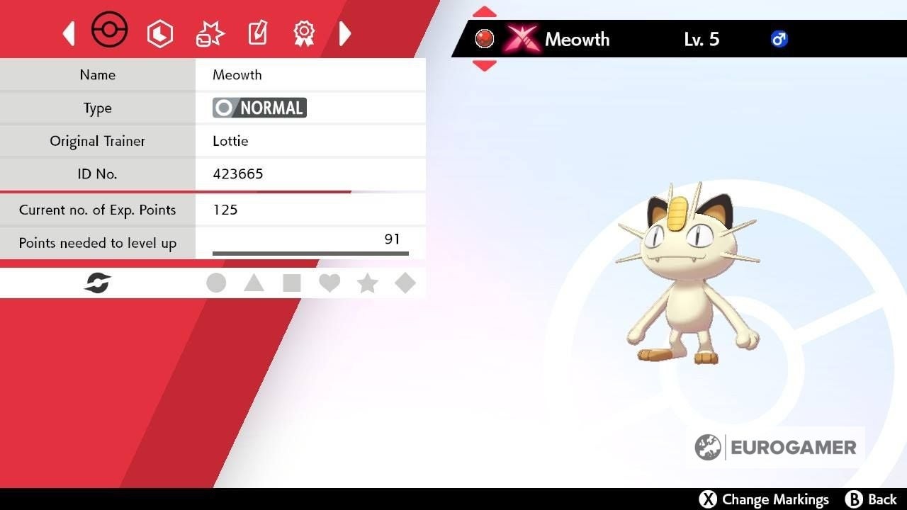 Biểu tượng X đỏ cho biết Pokémon có thể Gigantamax