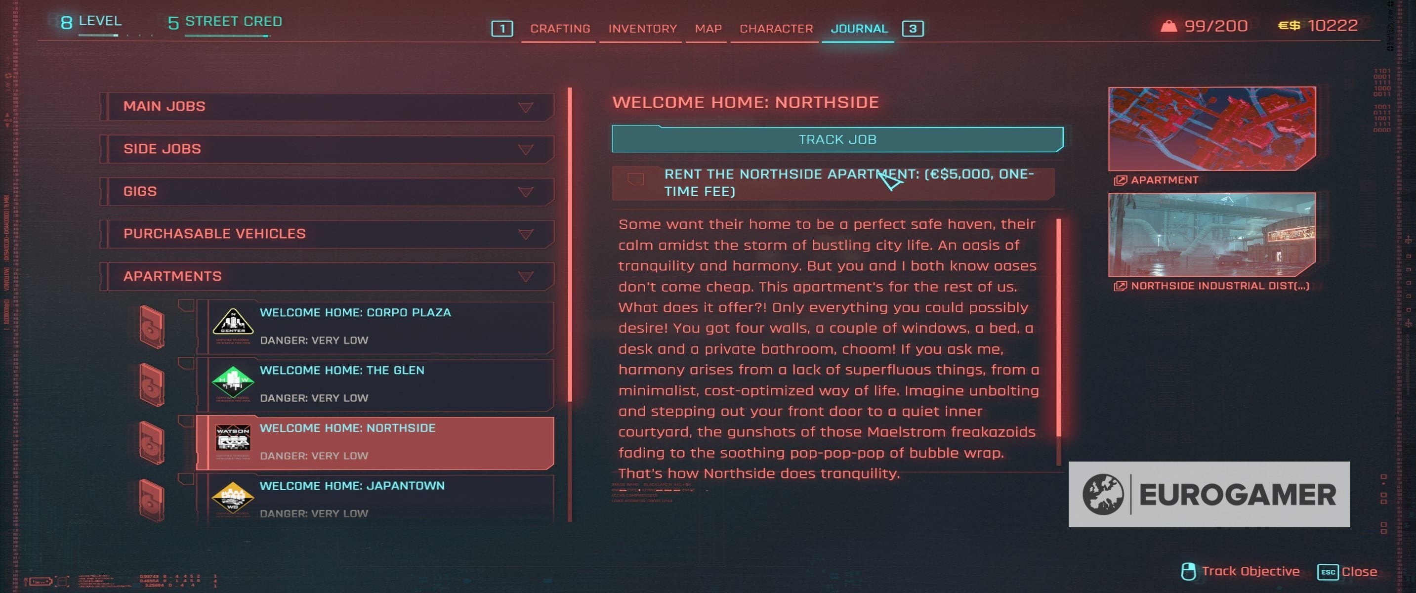 Bộ lọc tùy chỉnh trên bản đồ Cyberpunk 2077 hiển thị tùy chọn 'Apartment for Rent' (Căn hộ cho thuê)