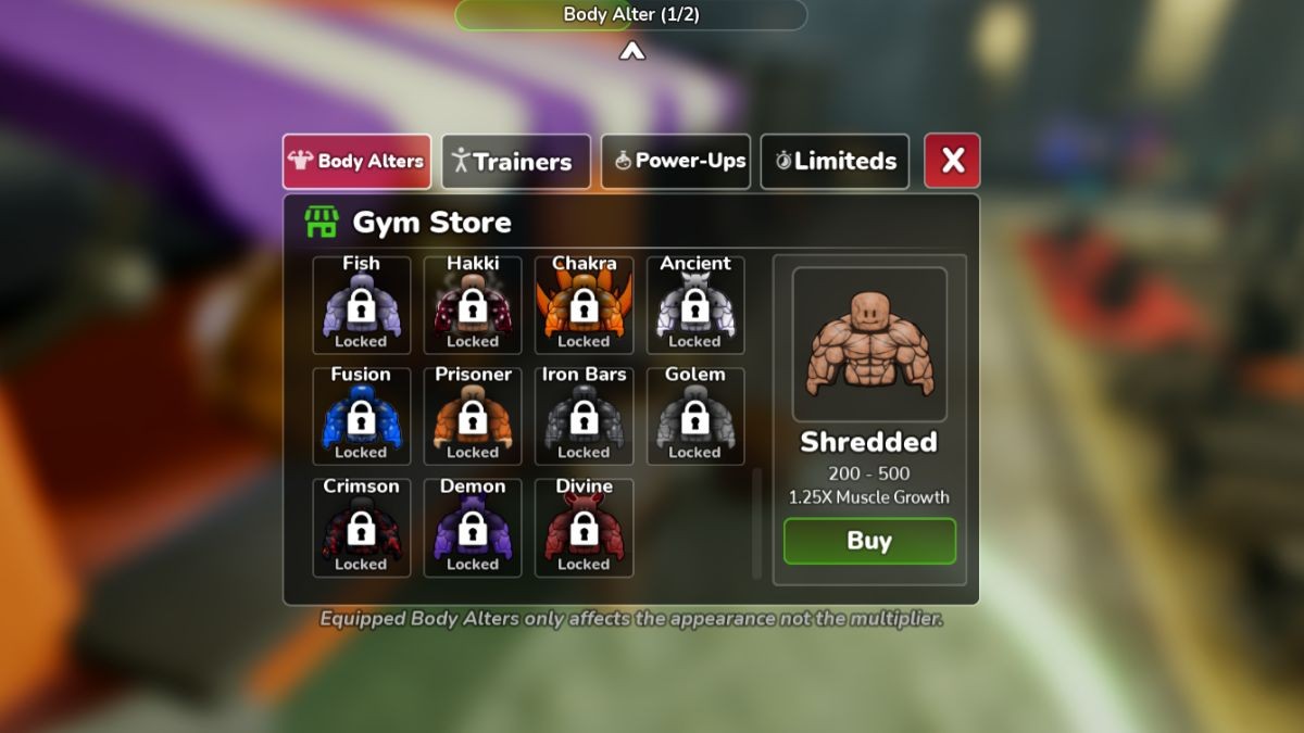 Body Alters Divine và Demon mới trong Gym League