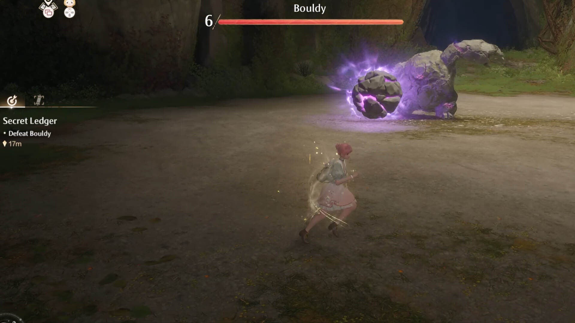 Bouldy tấn công bằng tảng đá bowling trong Infinity Nikki