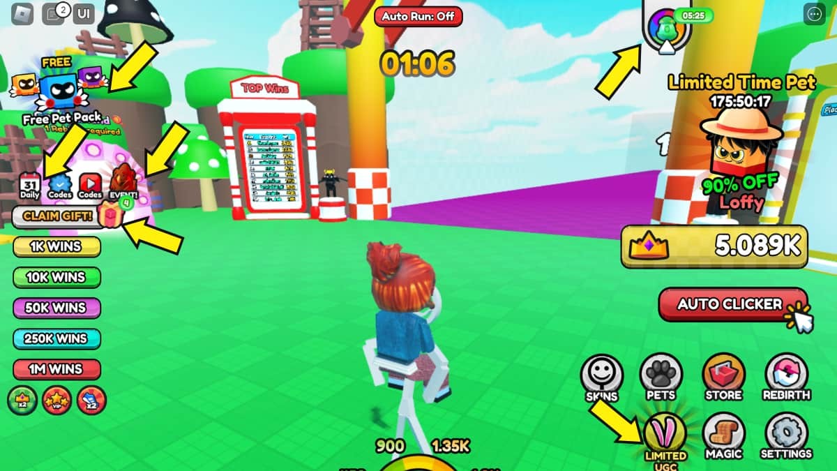 Các biểu tượng nhận quà miễn phí hàng ngày và tích lũy trong Billy Race Revenge