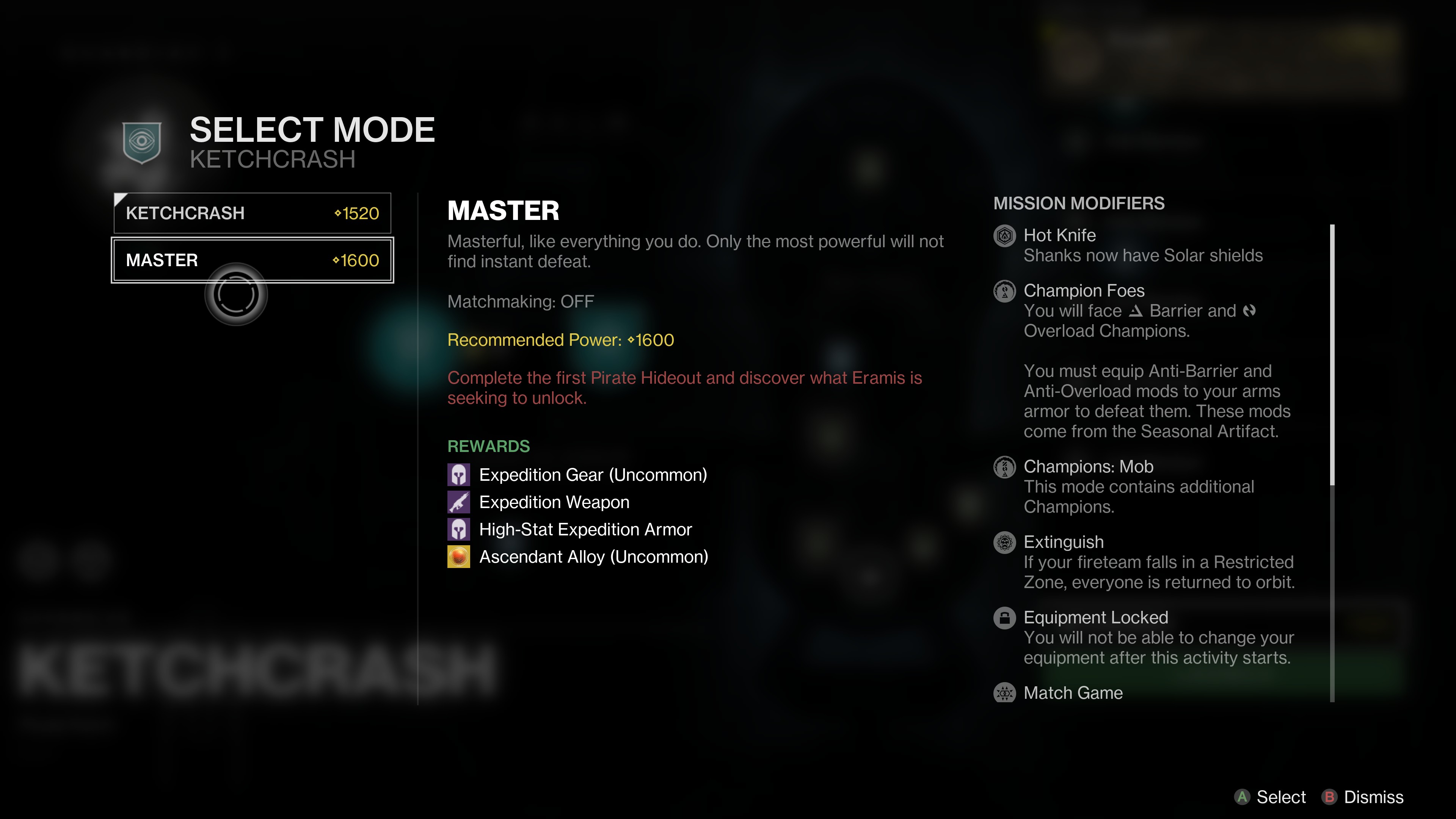 Các cấp độ Ketchcrash trong Destiny 2