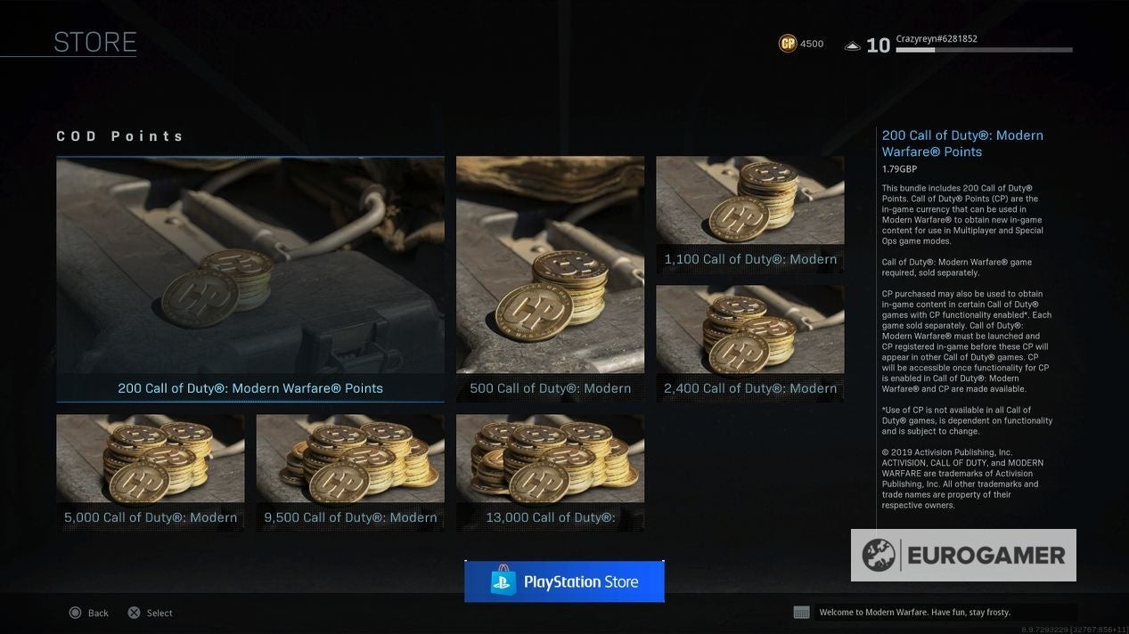 Các gói vật phẩm trang trí và blueprint có thể mua bằng COD Points trong cửa hàng