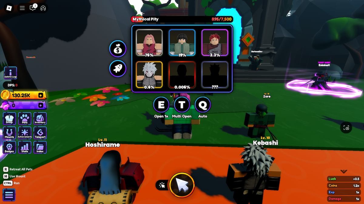 Các pet có thể nhận được tại Leaf Village trong Anime Shadow trên Roblox.