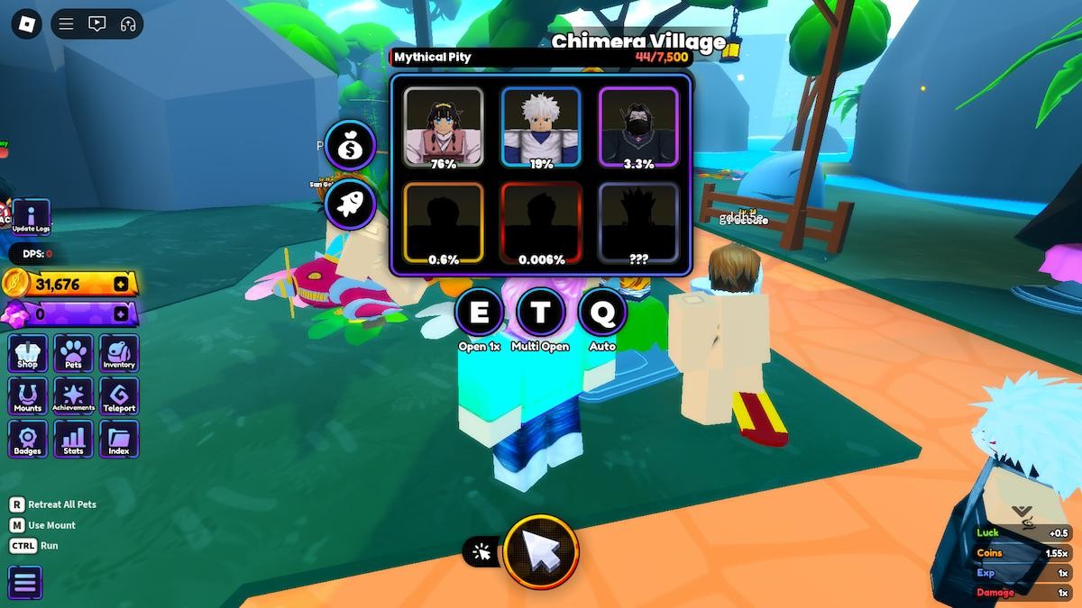 Các pet tại Chimera Village trong Anime Shadow trên Roblox.