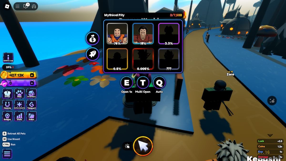 Các pet tại Dragon World trong Anime Shadow trên Roblox.