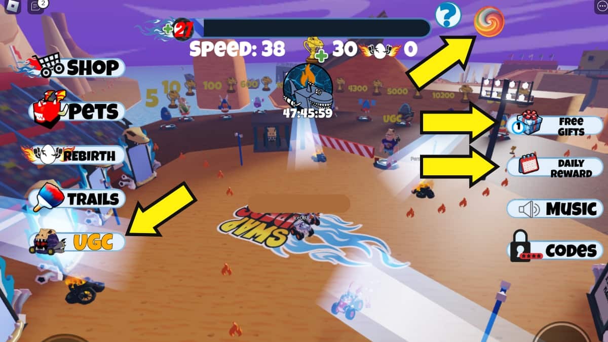 Các tính năng nhận thưởng miễn phí trong Swap Riders Speed Simulator