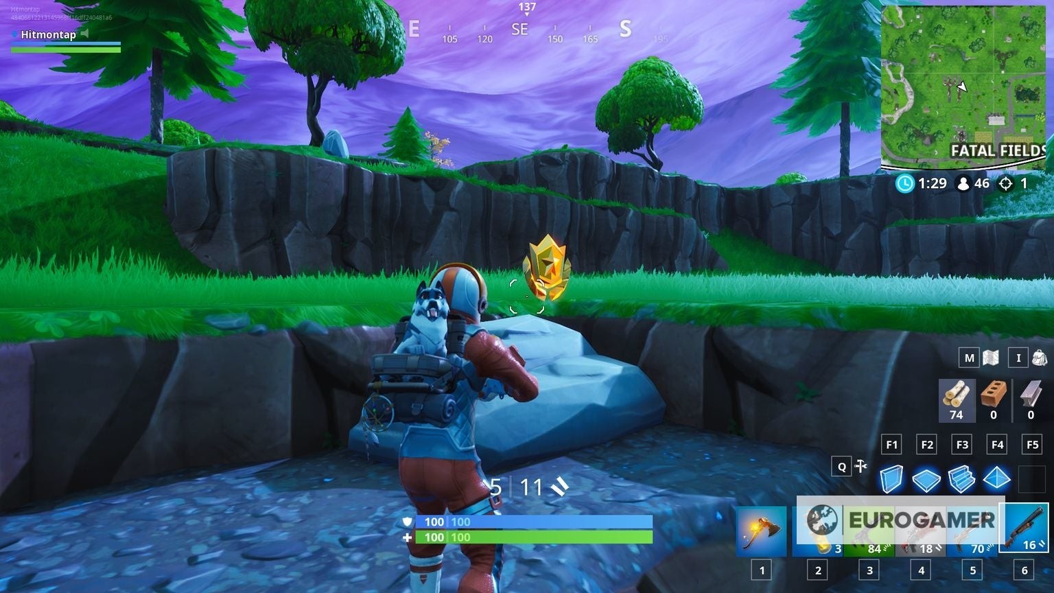 Cận cảnh vị trí kho báu trên phần lưỡi dao Fortnite