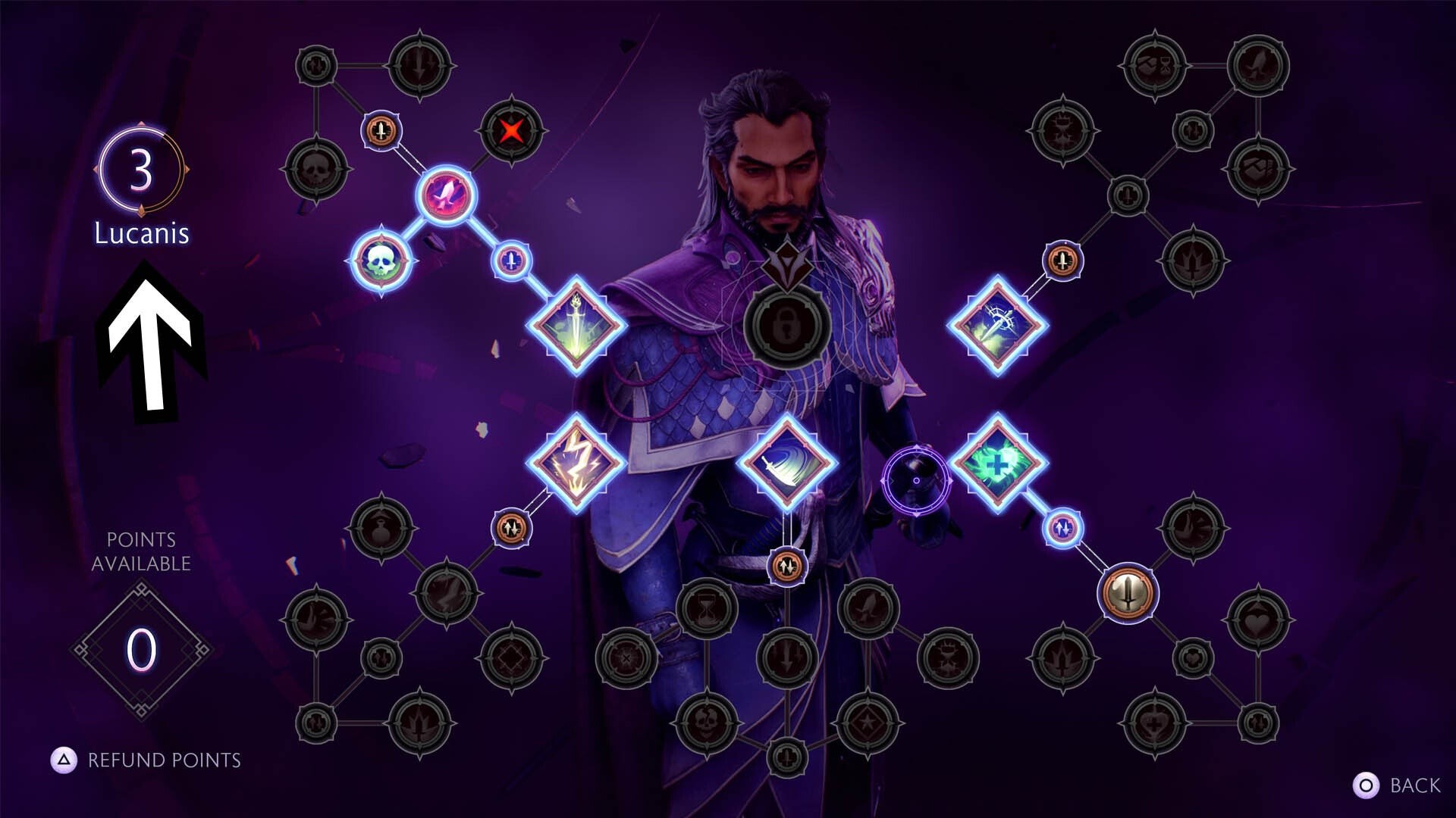 Cấp độ hiện tại của đồng hành Lucanis hiển thị trên cây kỹ năng - Dragon Age The Veilguard