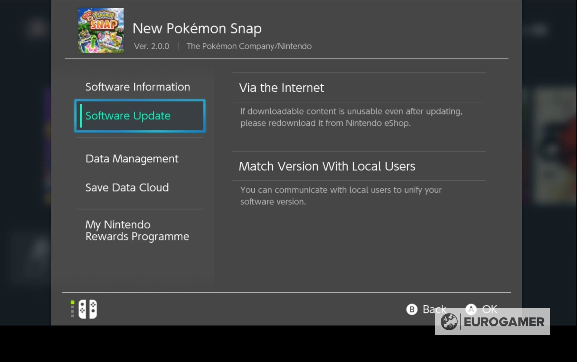 Cập nhật phần mềm New Pokémon Snap thủ công qua Internet