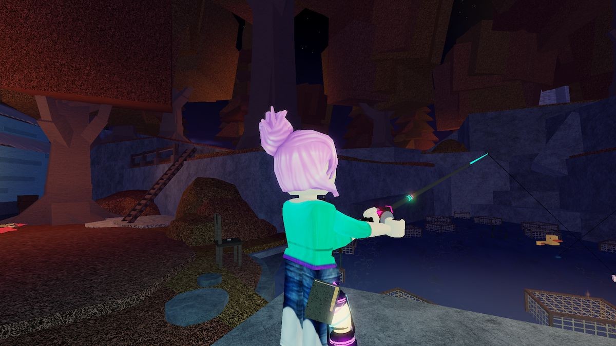 Câu cá tìm Gỗ Trôi Thần Thoại trong ao Moosewood của Fisch Roblox