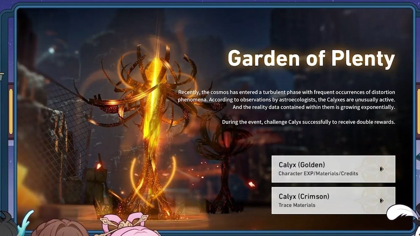 Cấu trúc hổ phách với văn bản mô tả gấp đôi Golden và Crimson Calyx.