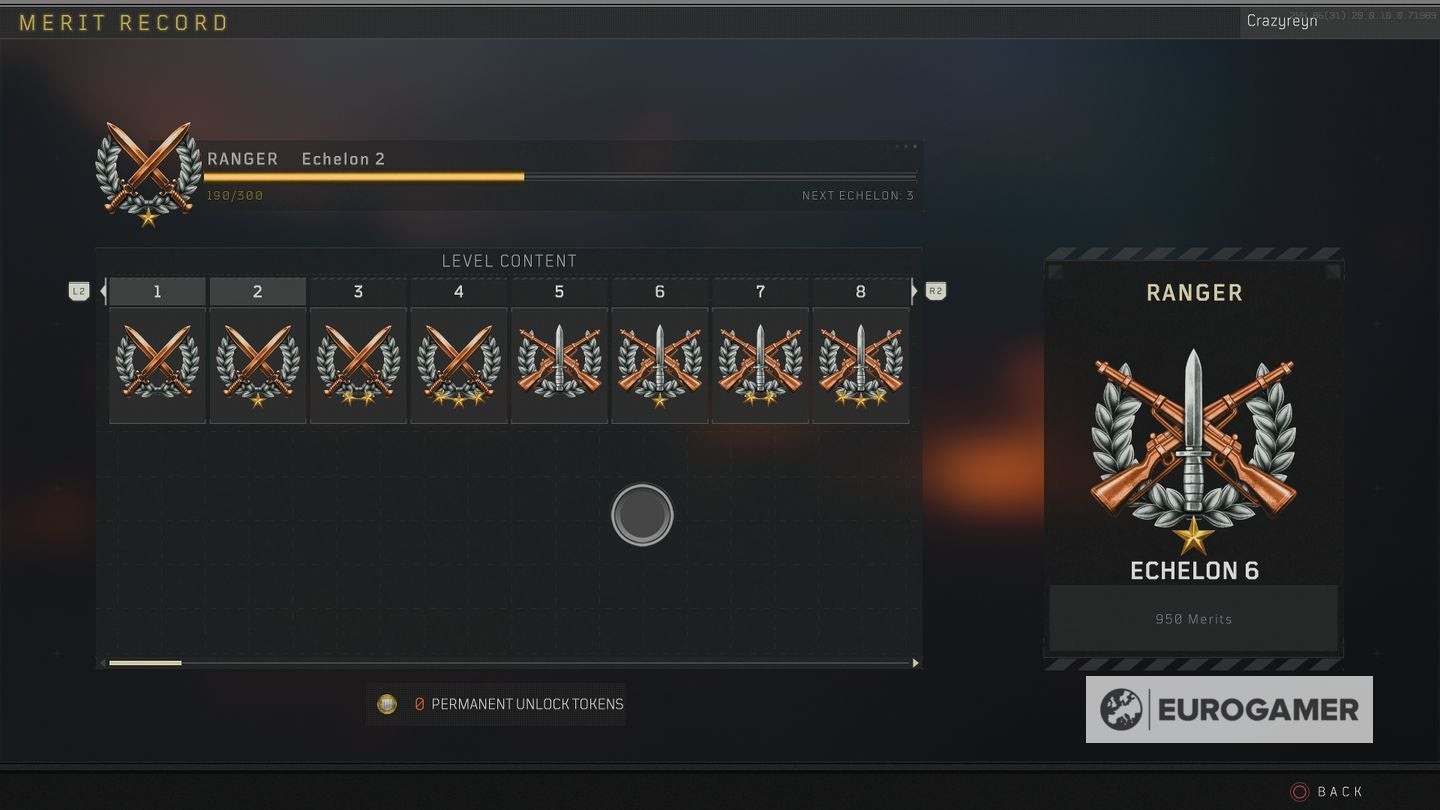 Chi tiết cấp bậc Echelon và điểm Merits cần thiết trong Black Ops 4 Blackout