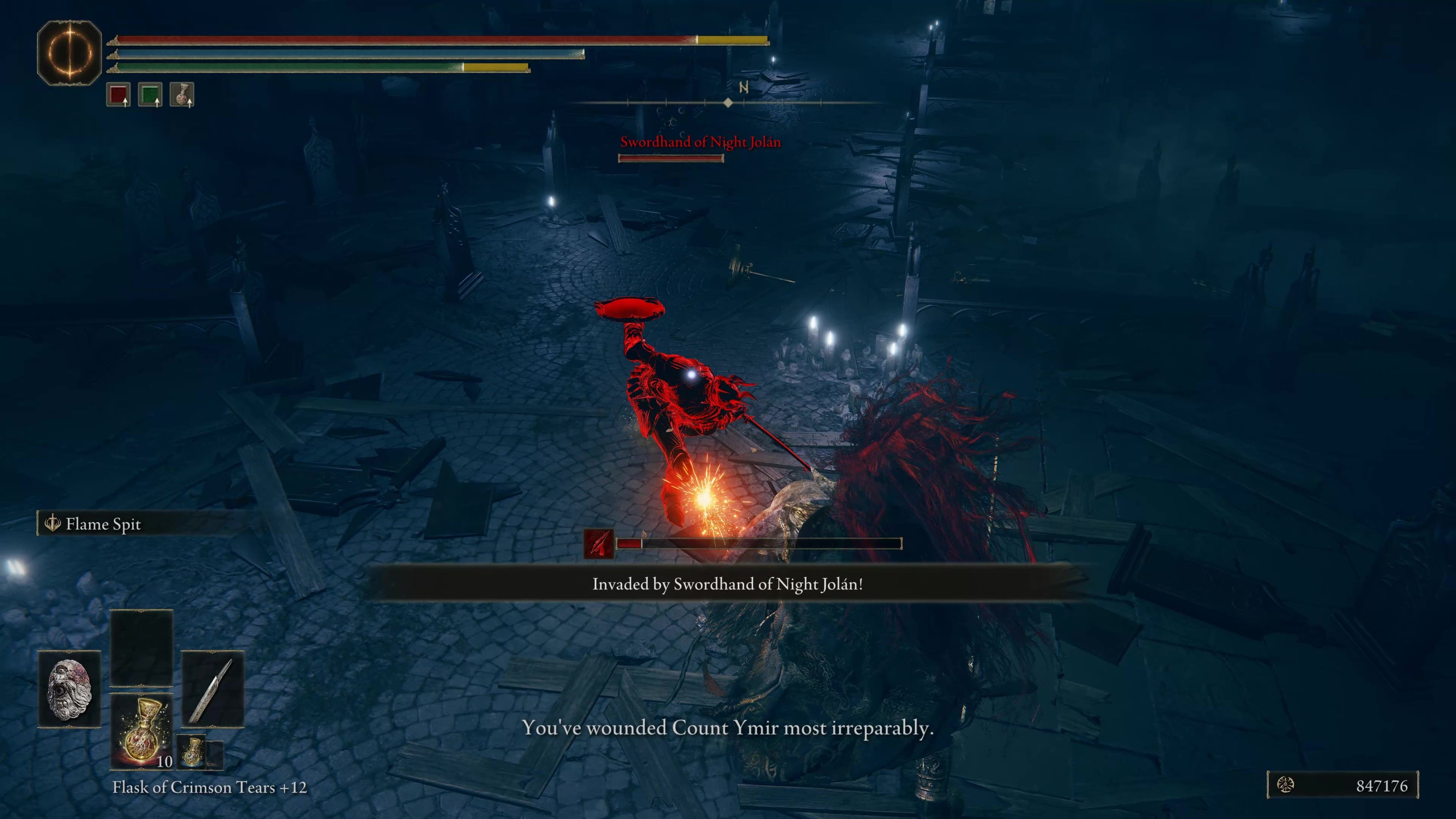 Chiến binh chiến đấu với Swordhand of the Night Jolan trong Elden Ring Shadow of the Erdtree