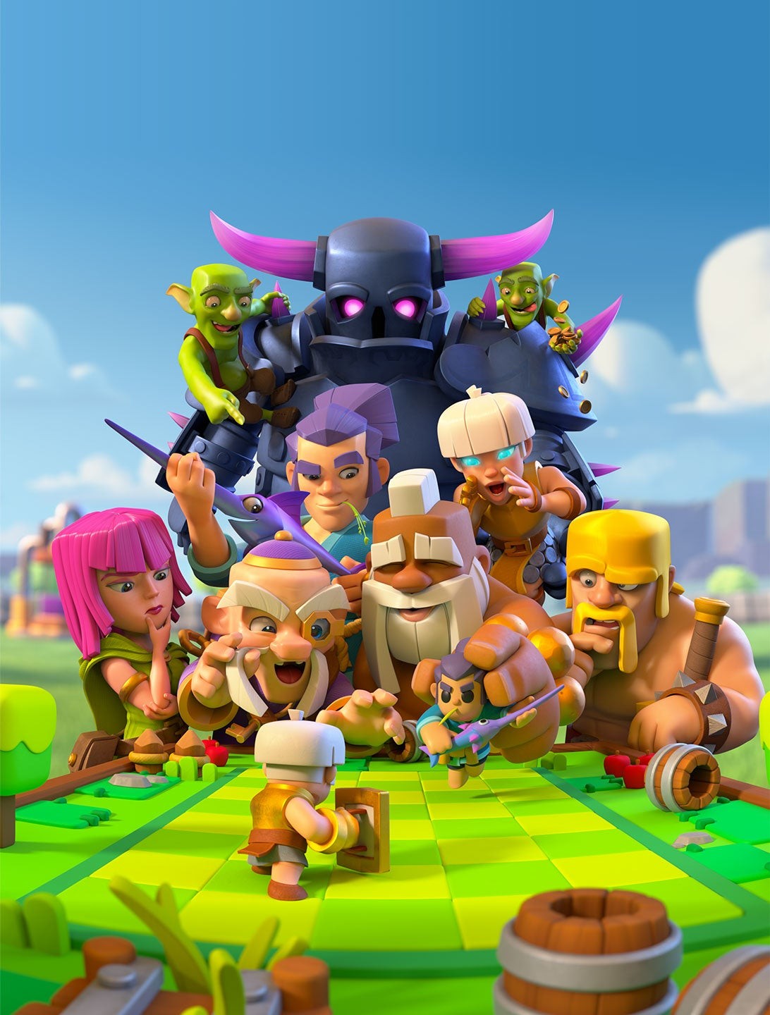 Clash Mini - một anh hùng đơn độc đối diện với một nhóm kẻ thù lớn trên bảng trò chơi