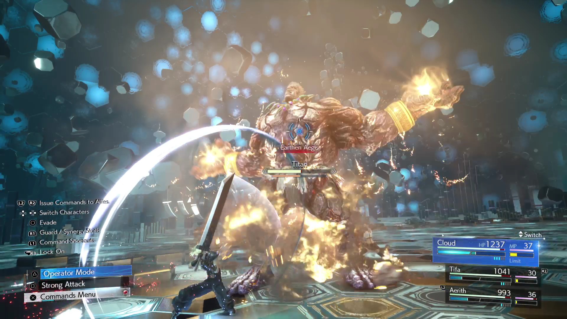 Cloud Tifa Aerith chiến đấu với Titan Summon trong Final Fantasy 7 Rebirth