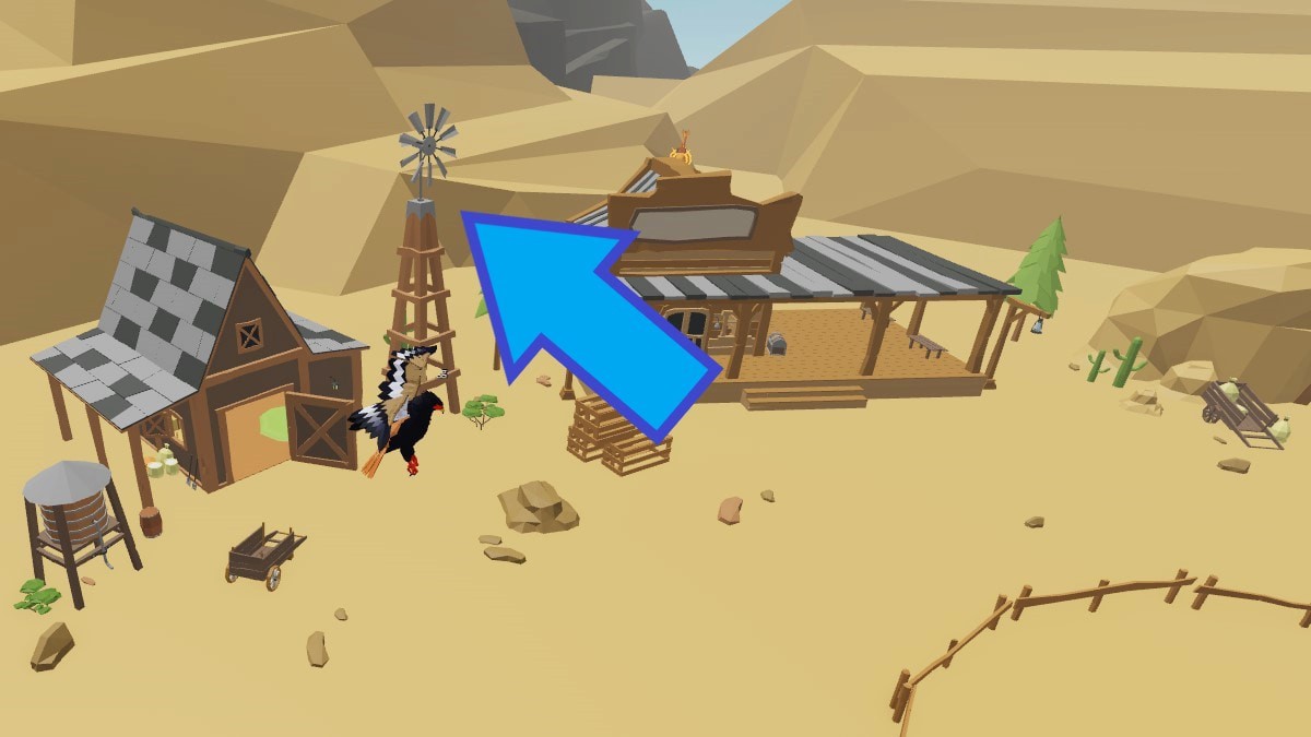 Cối xay gió trong khu sa mạc Animal Simulator chứa Trứng Đại Bàng
