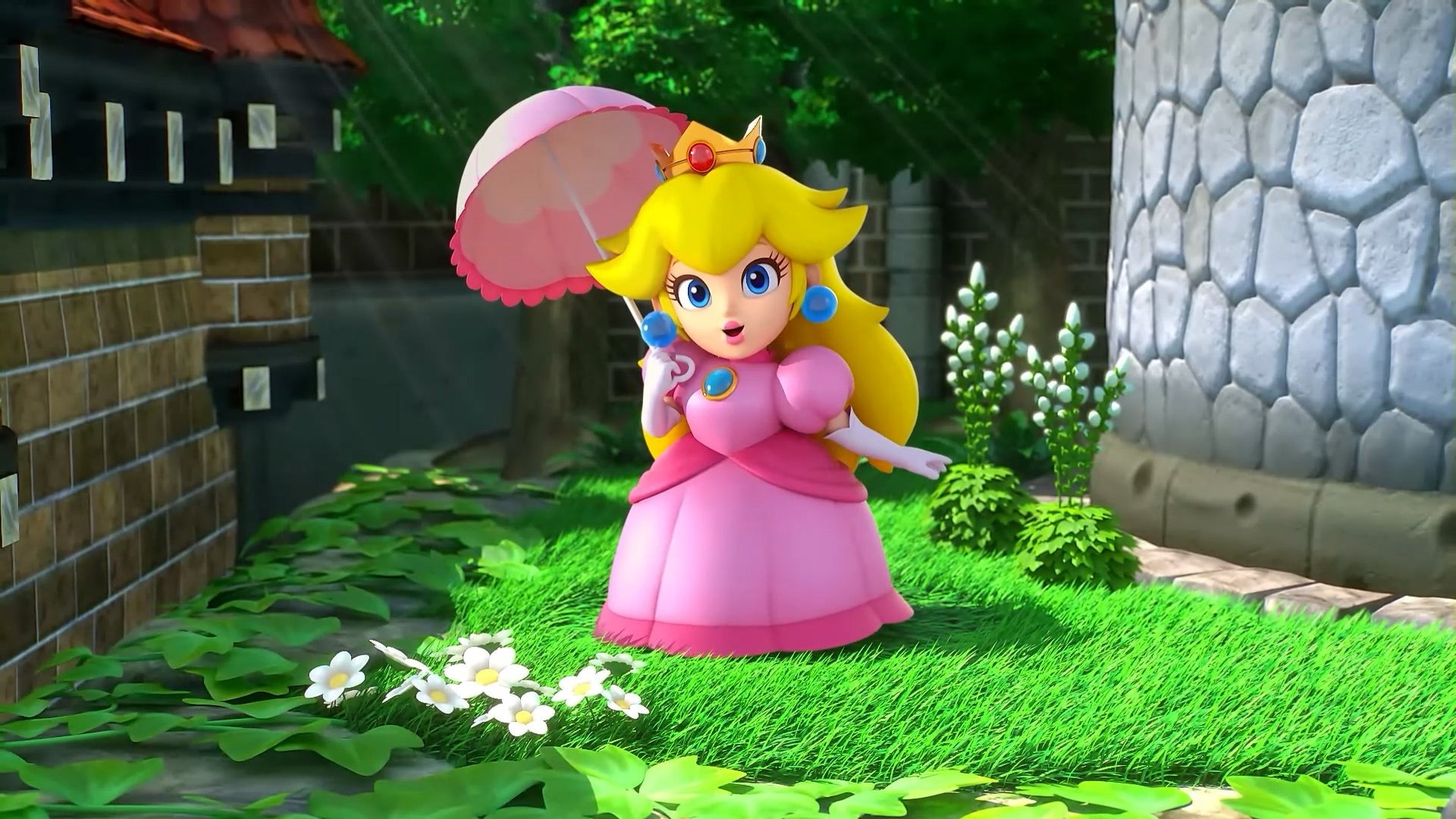 Công chúa Peach với chiếc ô trong bản làm lại Super Mario RPG