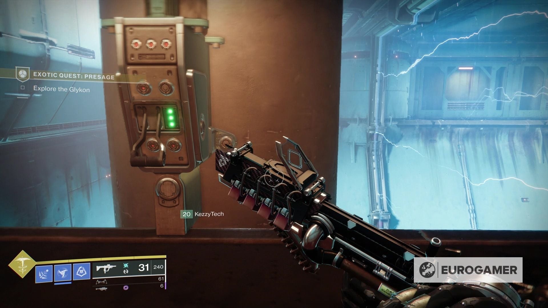 Công tắc cần gạt trên tường trong màn giải đố Presage Destiny 2