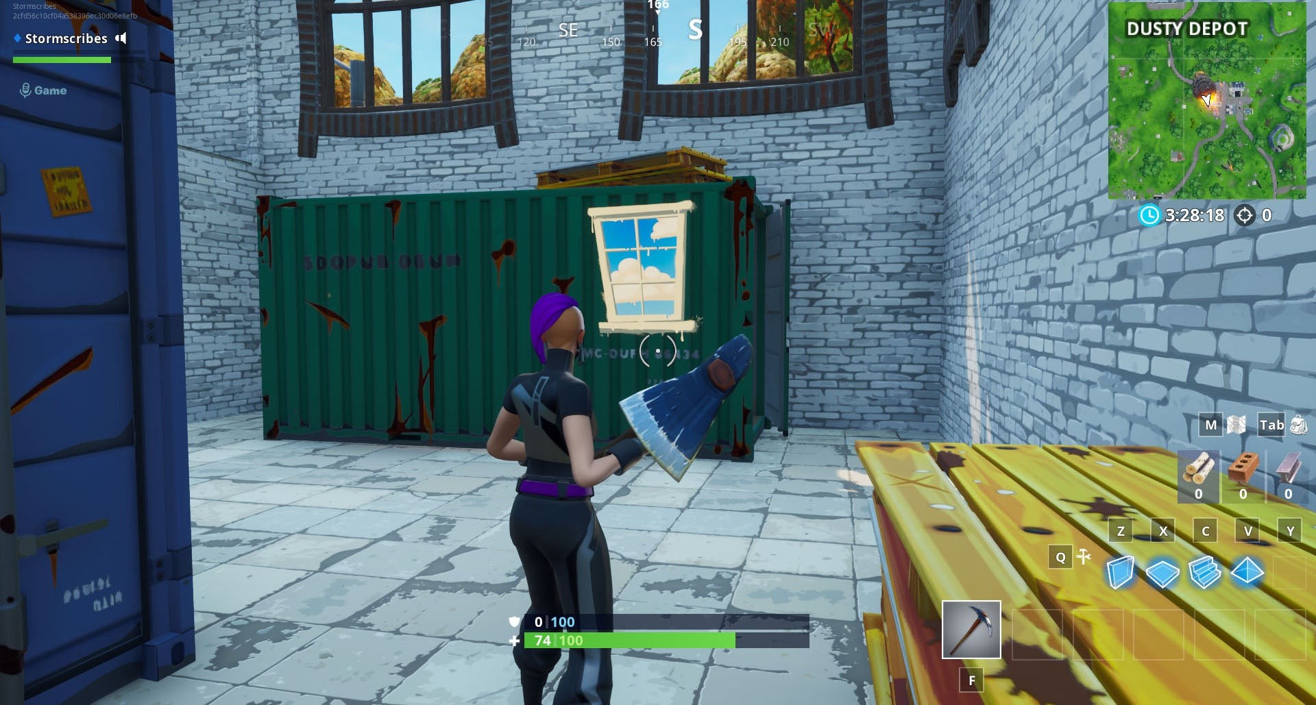 Container bên trong tòa nhà gần Dusty Depot trong Fortnite