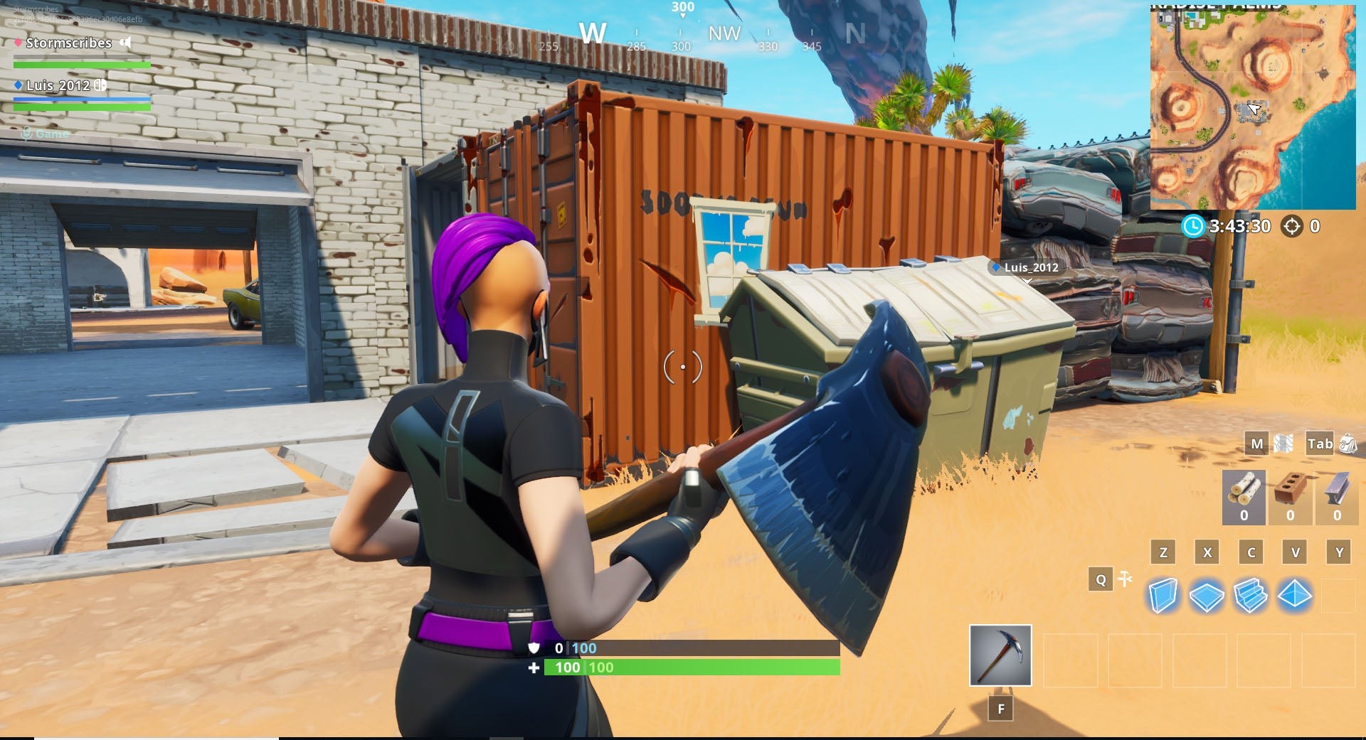 Container màu cam gần Paradise Palms trong Fortnite - đây là container không đúng