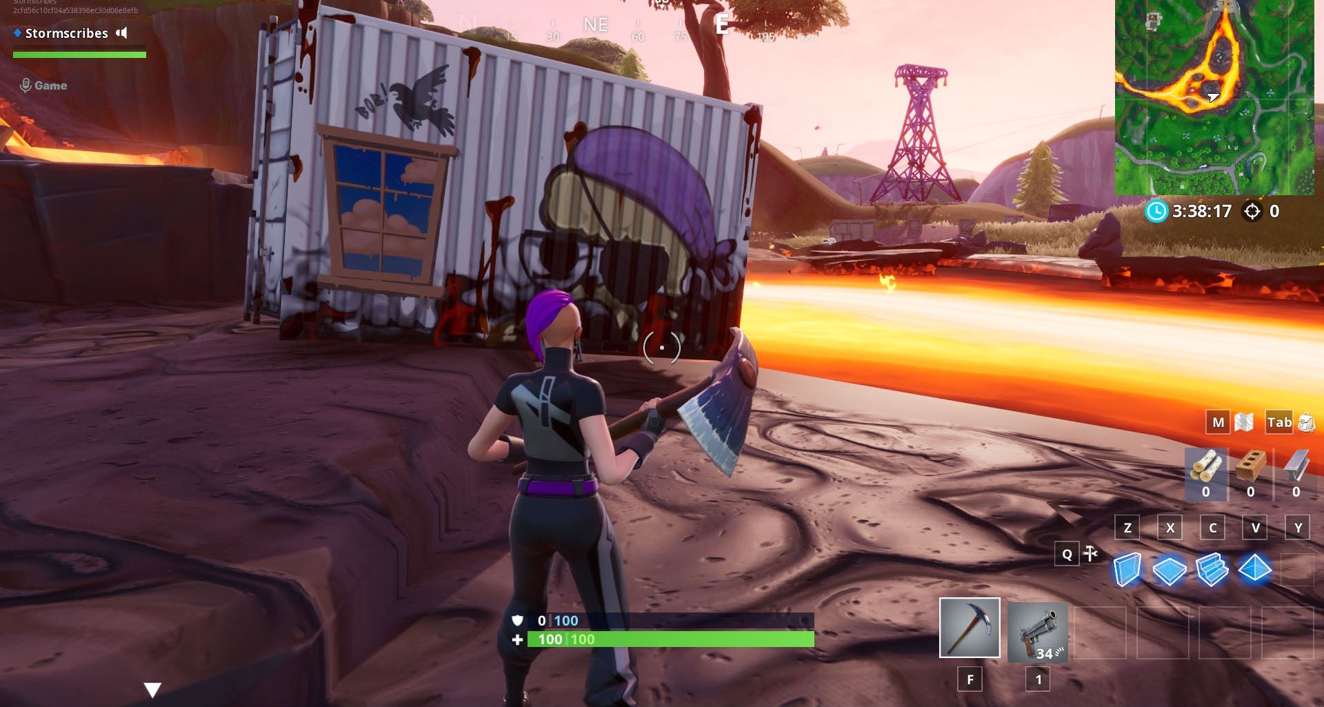 Container trên mỏm đá cao trong khu vực dung nham gần Pressure Plant Fortnite