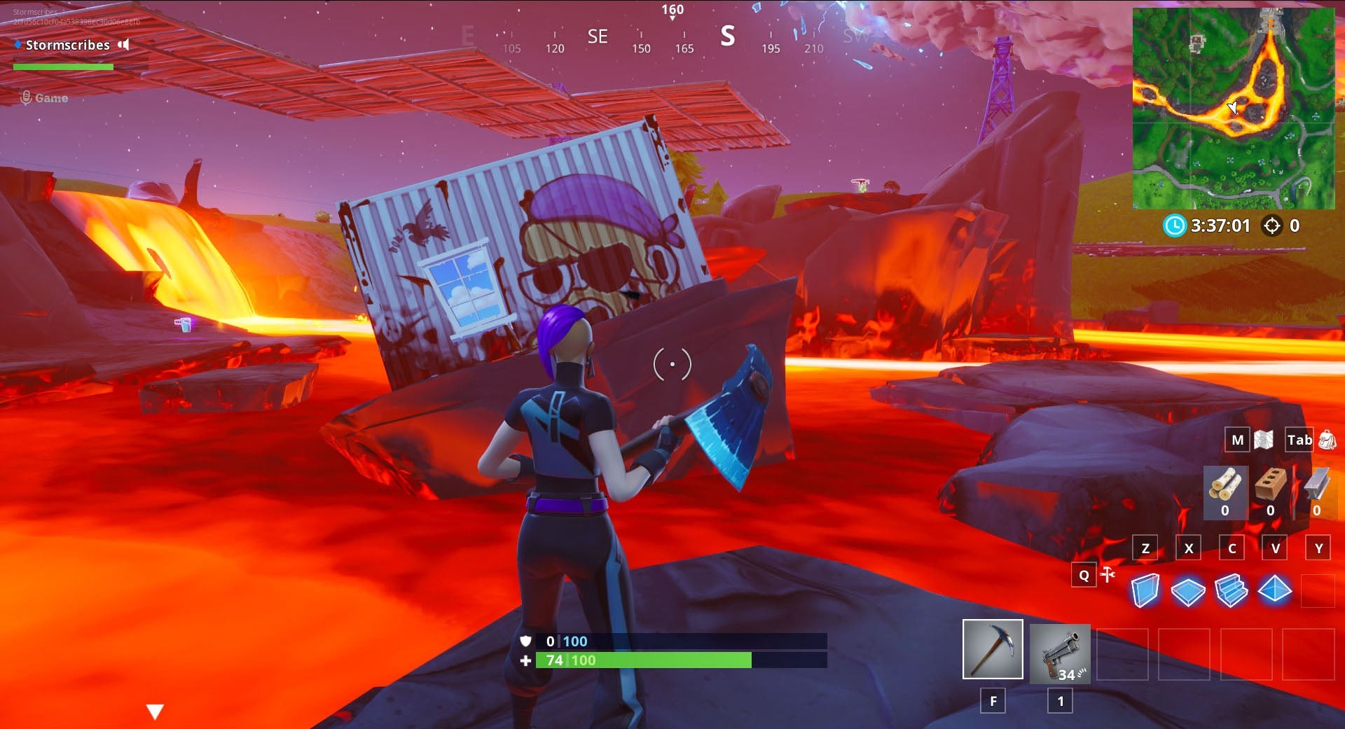 Container trên tảng đá nổi giữa sông dung nham gần Pressure Plant Fortnite