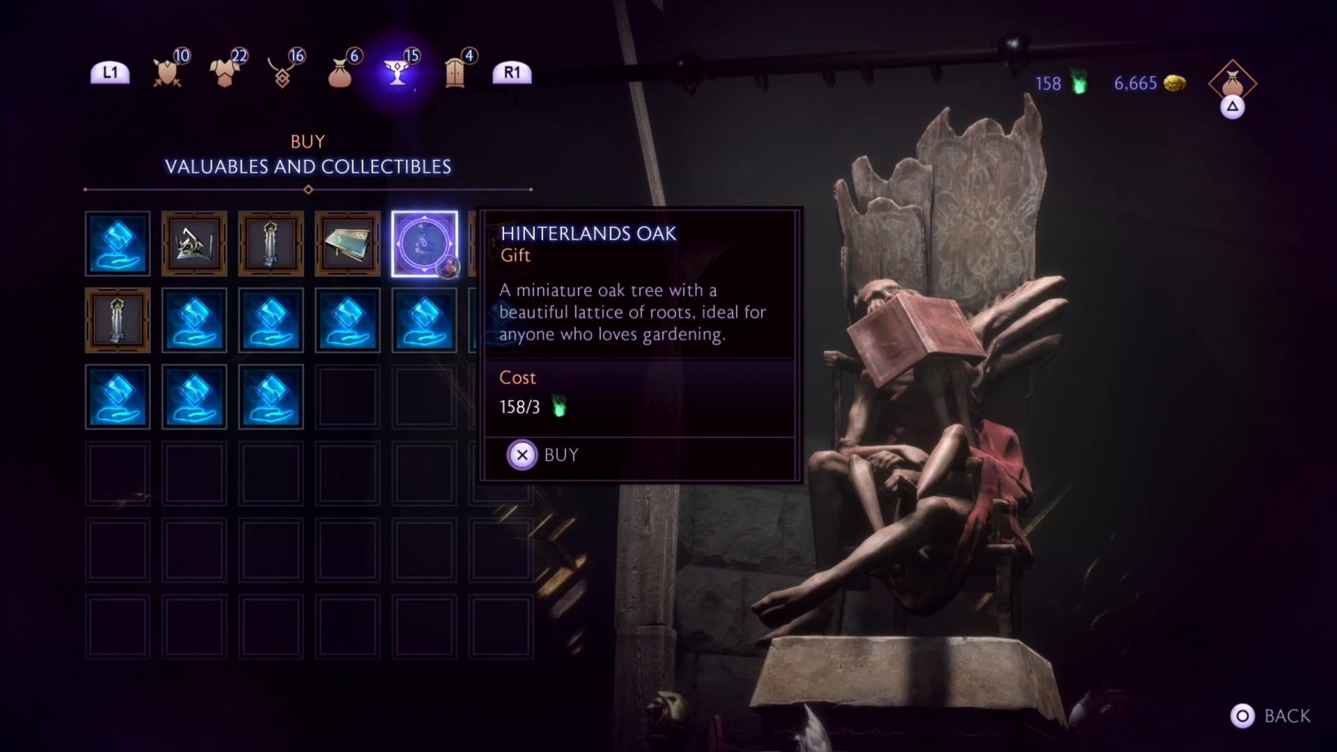 Cửa hàng Black Emporium bán Gỗ Sồi Hinterlands cho Harding trong Dragon Age The Veilguard