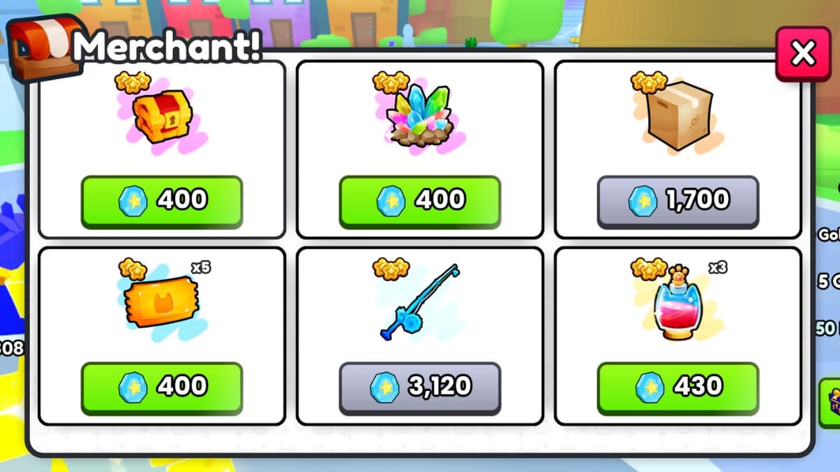 Cửa hàng của Người Bán Index trong Pet Simulator 99