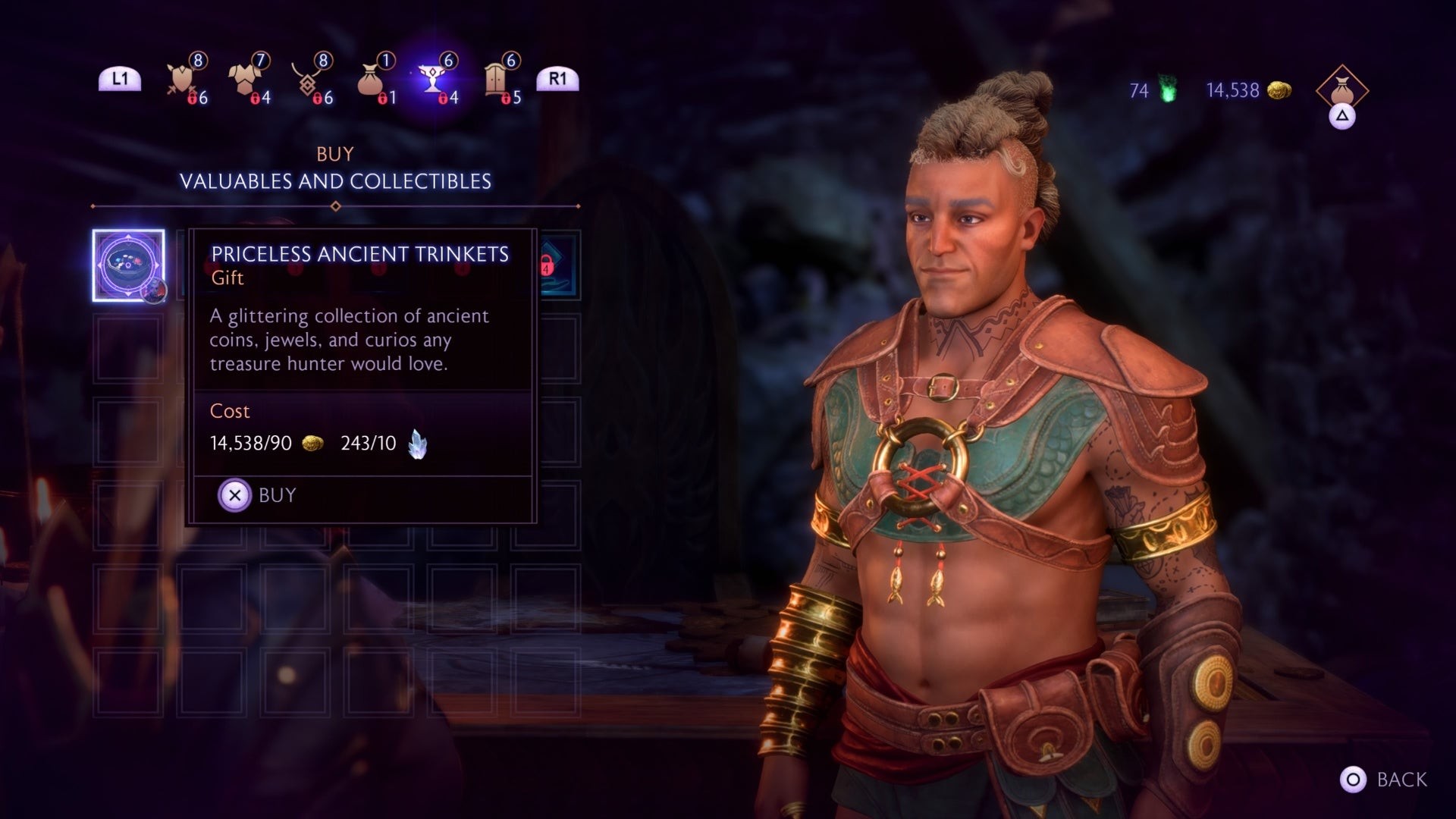 Cửa hàng Lords of Fortune bán đồ cổ cho Taash trong Dragon Age The Veilguard