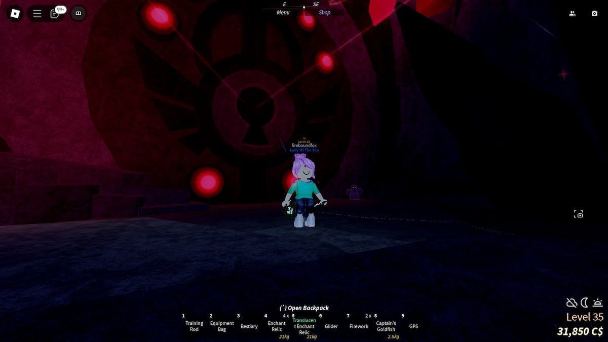 Cửa vào The Depths ở Vertigo trong Fisch trên Roblox.
