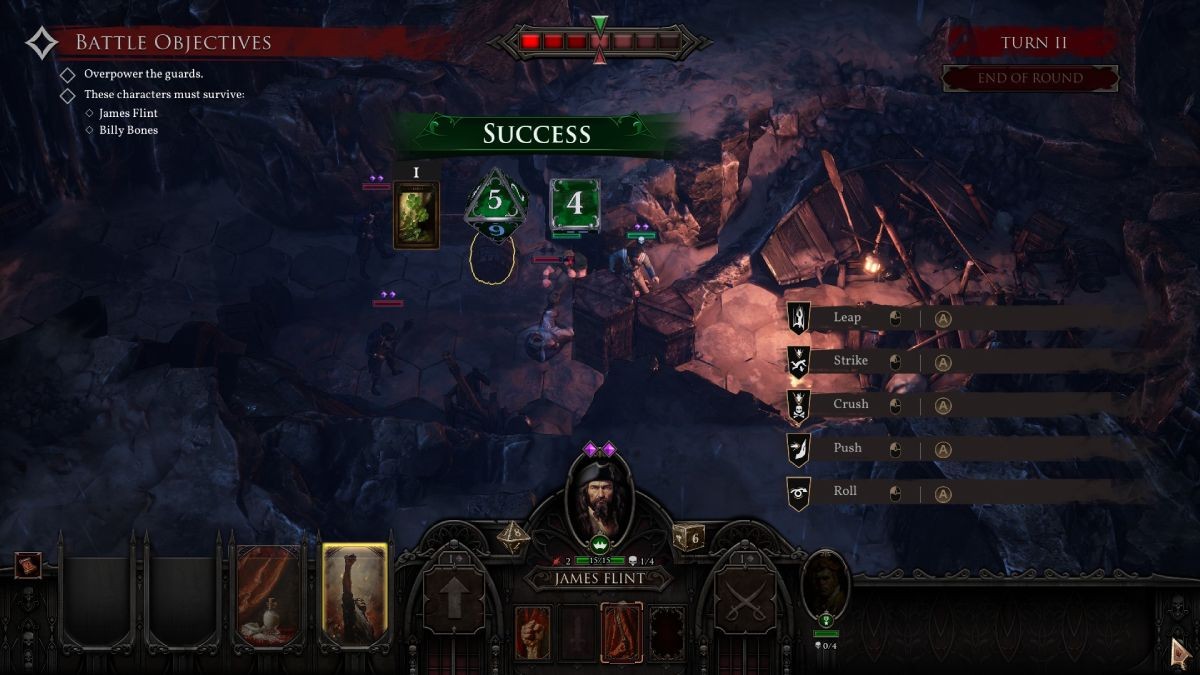 Đại úy James Flint tấn công thành công một lính gác bằng kiếm trong Flint: Treasure of Oblivion.