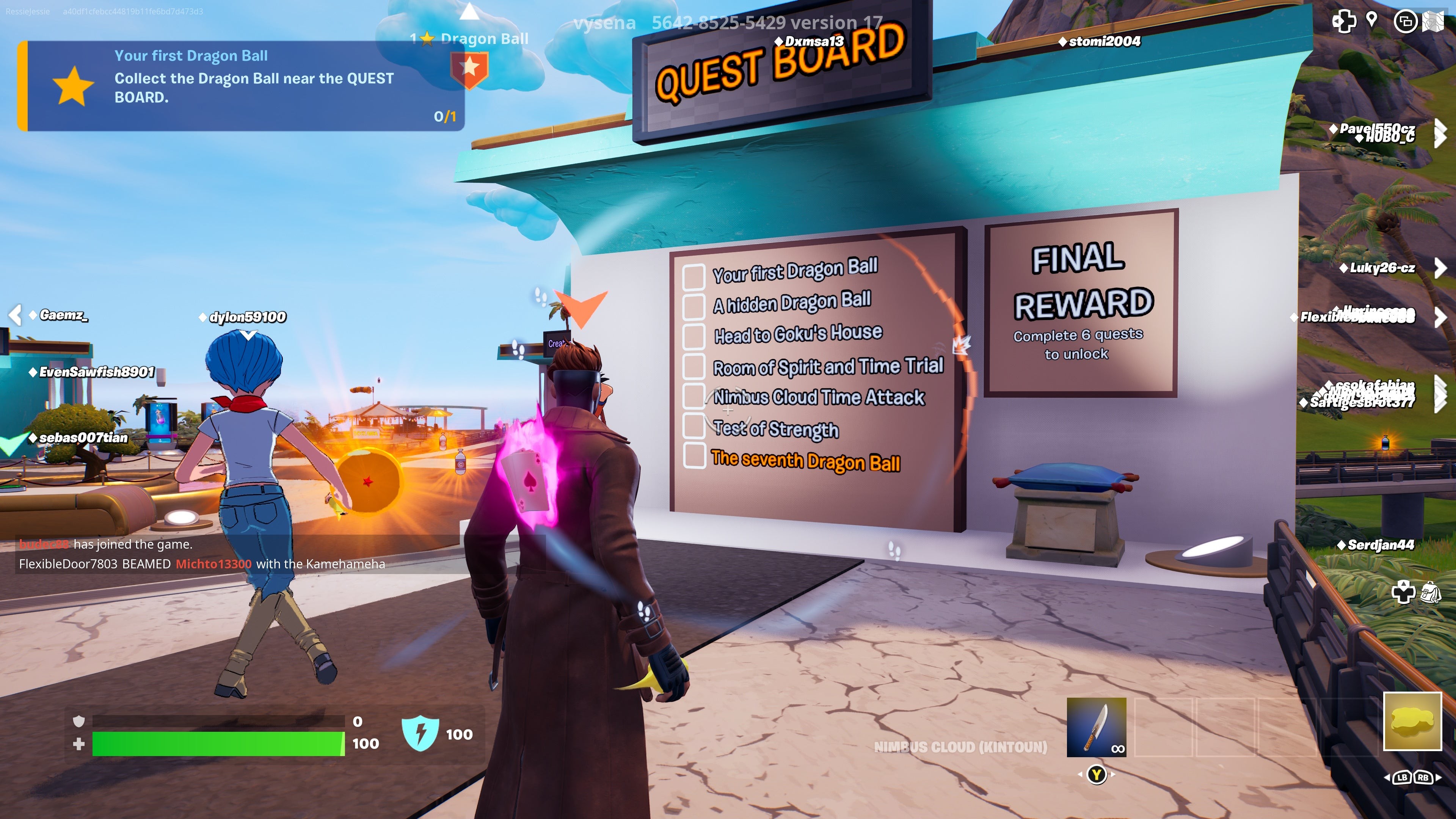 Danh sách thử thách Nhiệm vụ Dragon Ball Quest 1 trong Fortnite