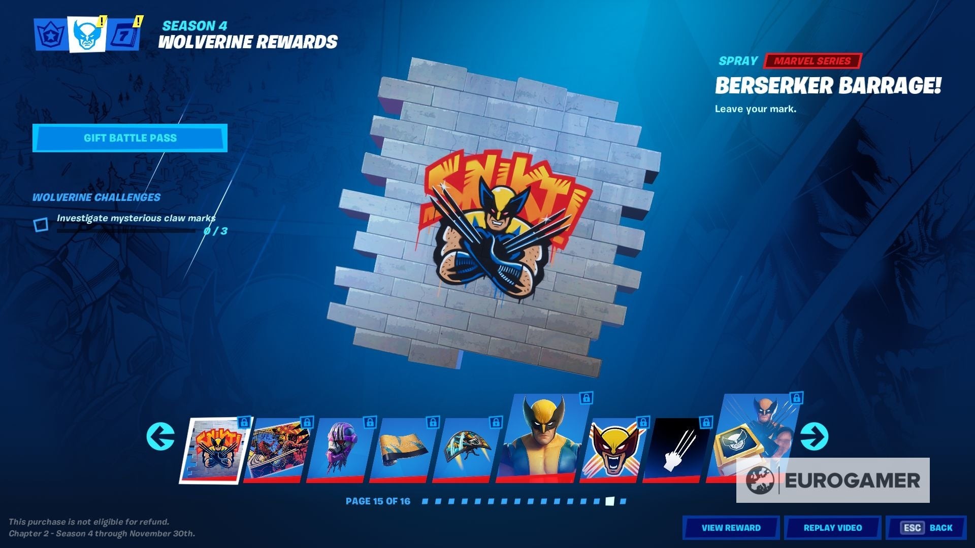 Danh sách thử thách Wolverine trong Fortnite