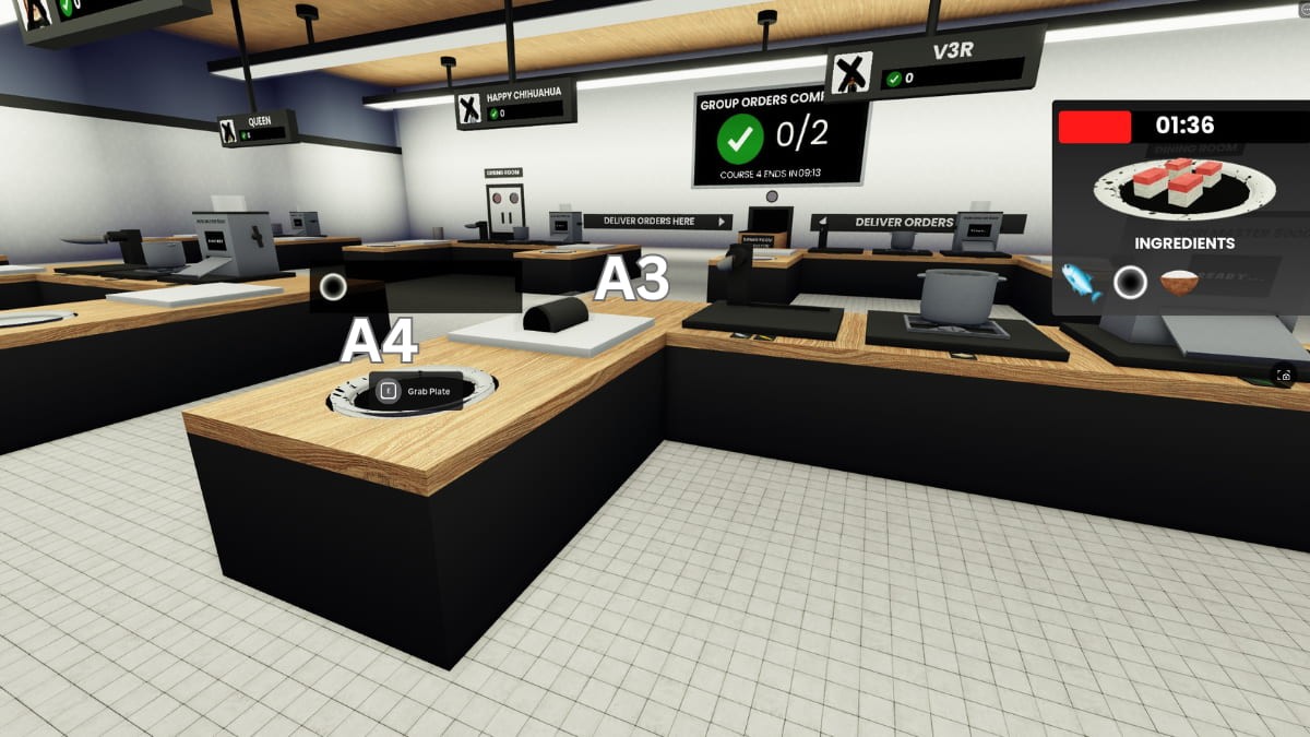 Đặt một nguyên liệu đặc biệt lên quầy và cái còn lại lên đĩa trong Roblox Scary Sushi