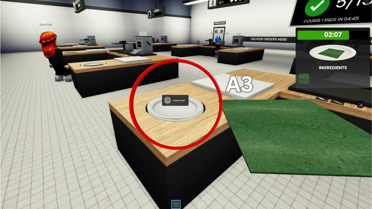 Đặt Nori lên đĩa trong Roblox Scary Sushi
