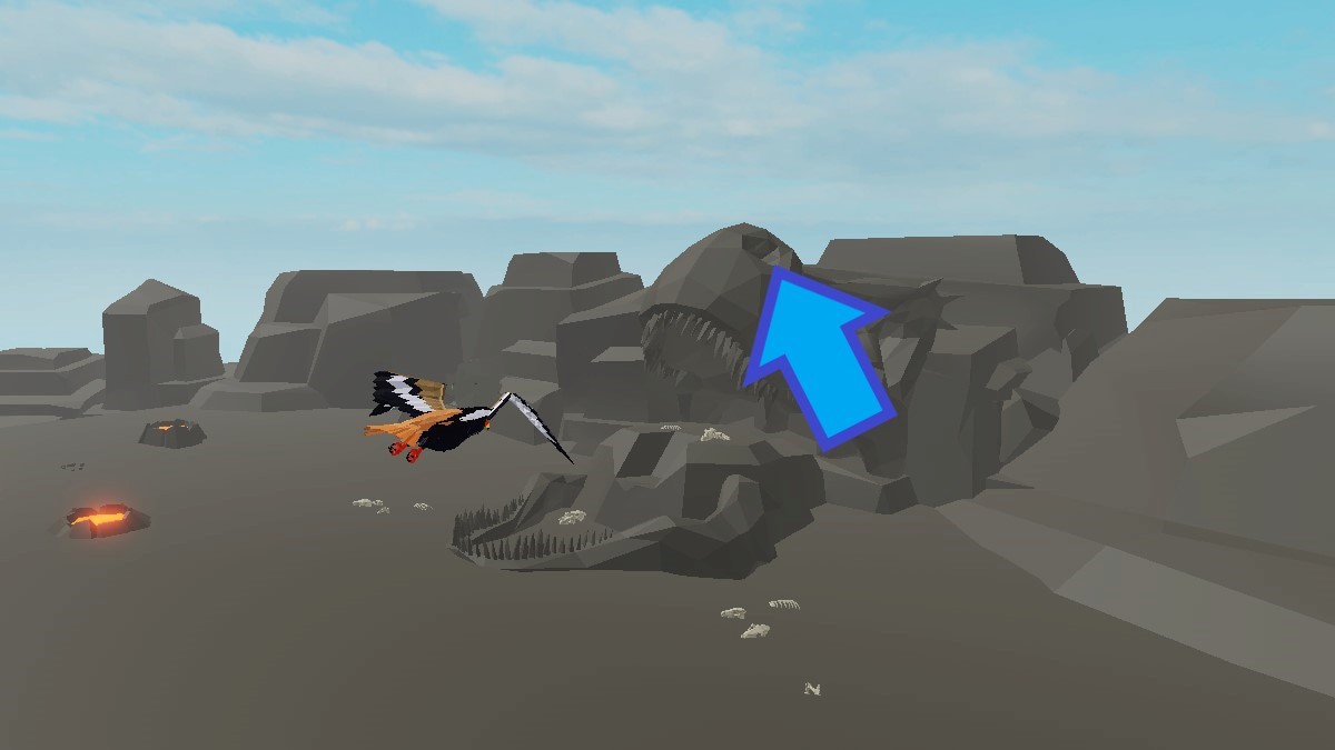 Đầu khủng long khổng lồ tại khu núi lửa Animal Simulator