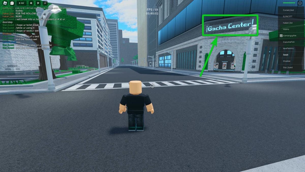 Địa điểm Gacha Center trong Roblox Heaven Stand