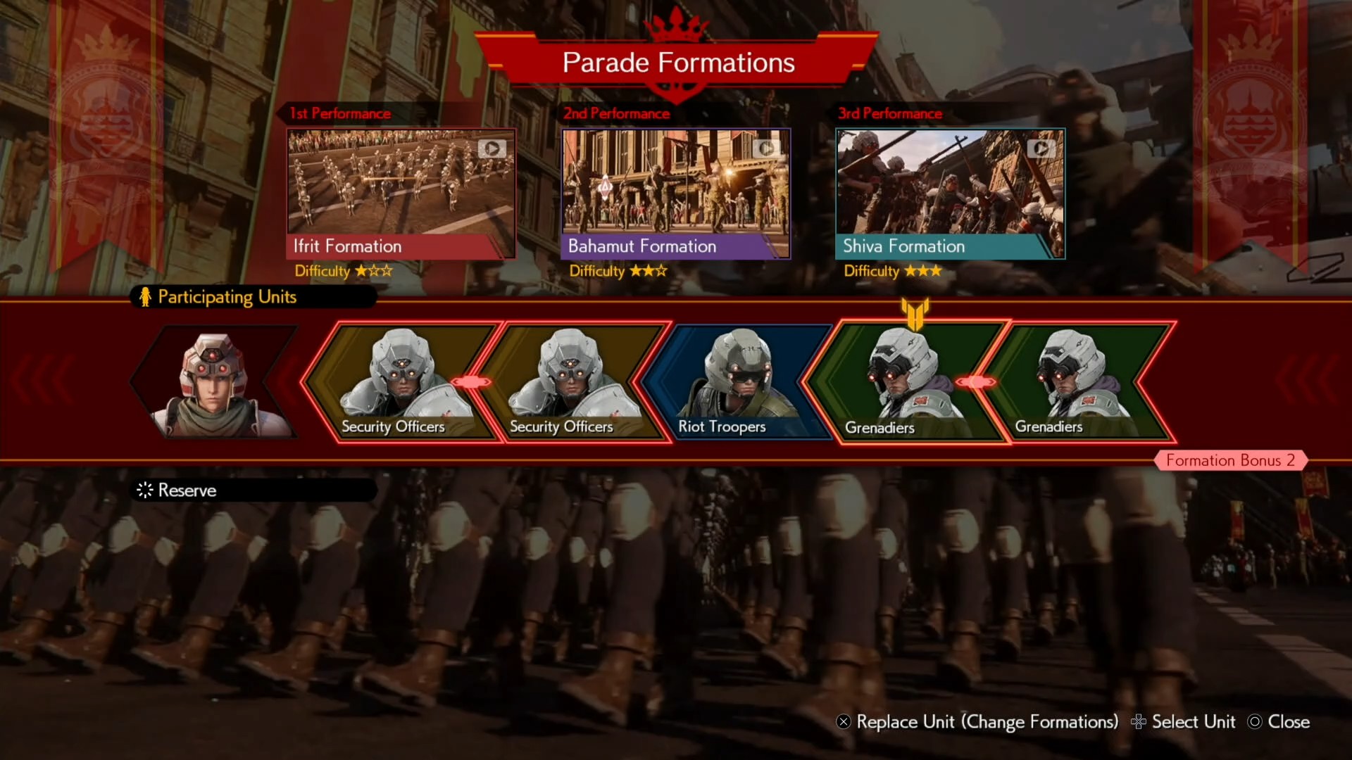 Đội hình Junon Parade với độ khó một, hai và ba sao trong Final Fantasy 7 Rebirth