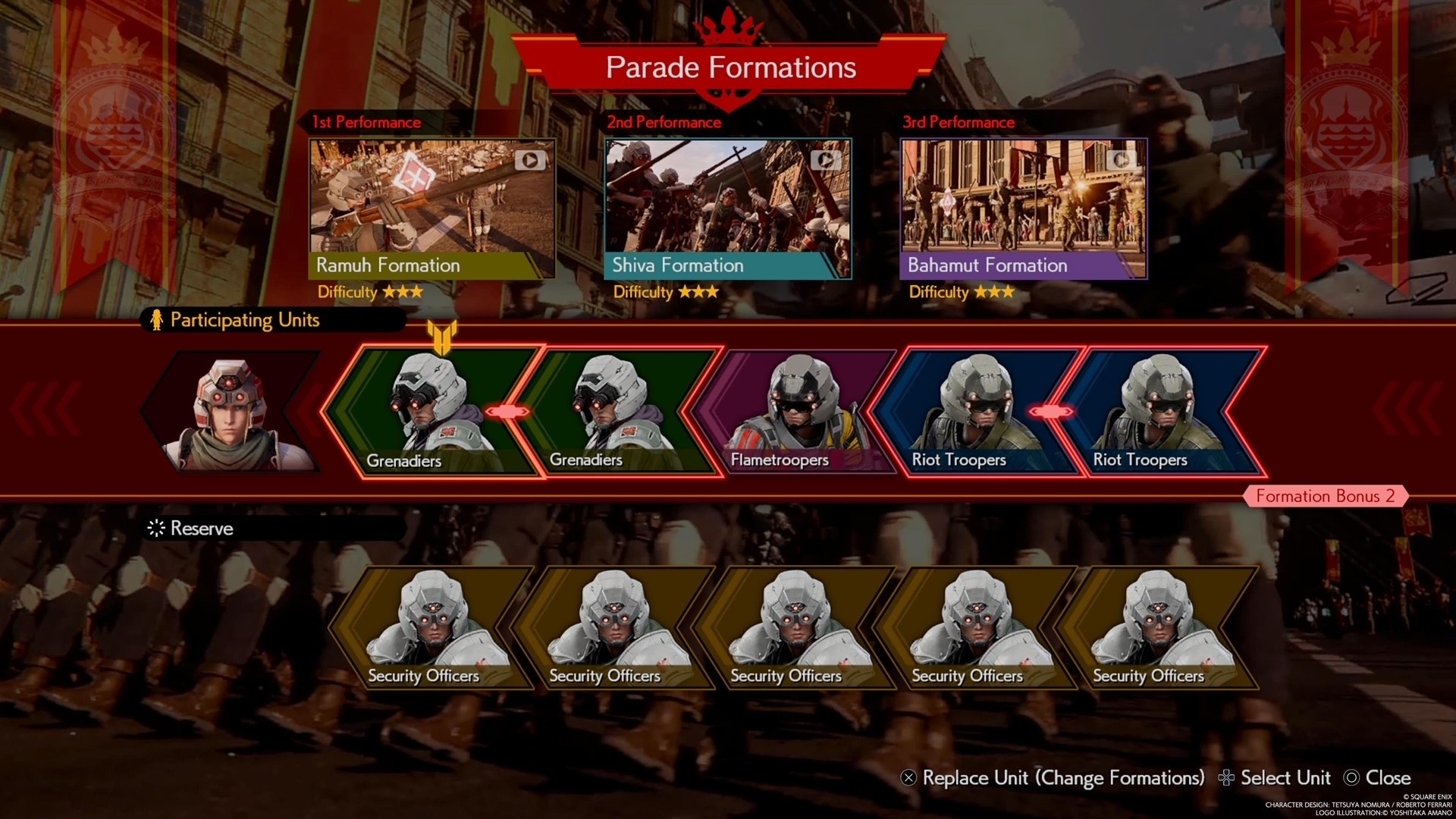 Đội hình Junon Parade với toàn bộ độ khó ba sao trong Final Fantasy 7 Rebirth