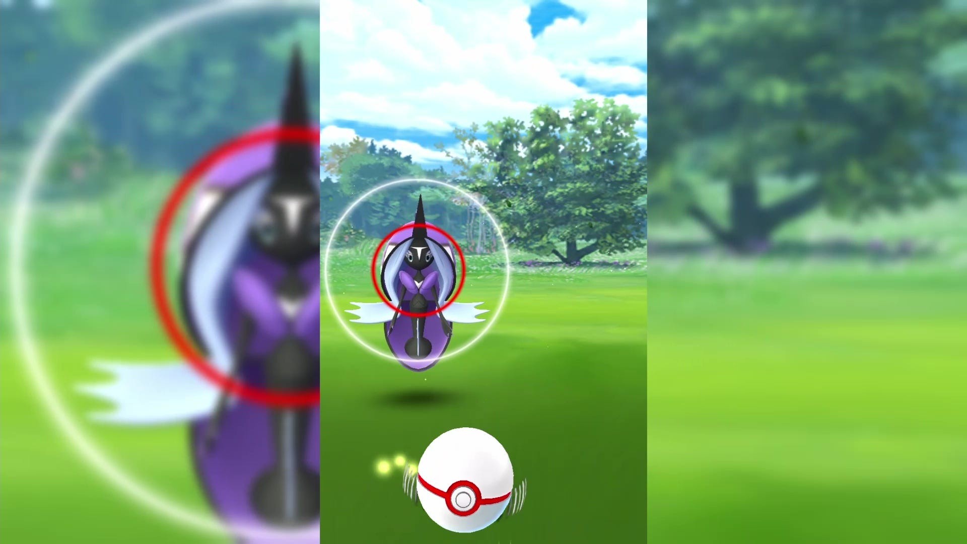 Đối mặt Pokémon huyền thoại với vòng tròn bắt màu đỏ cực khó