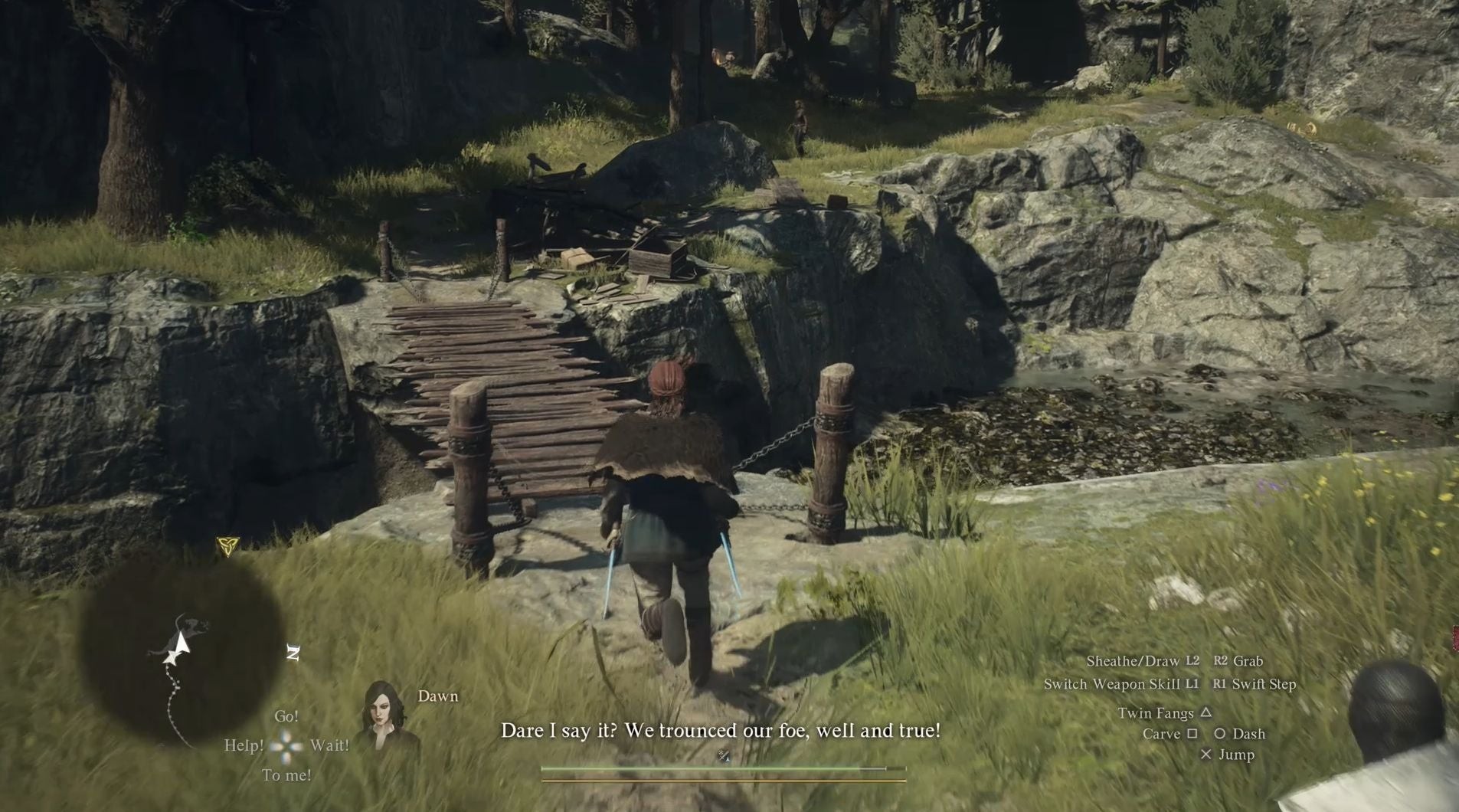 Đường đến Mỏ Trevo từ ngã ba sau khi qua sông trong Dragon's Dogma 2