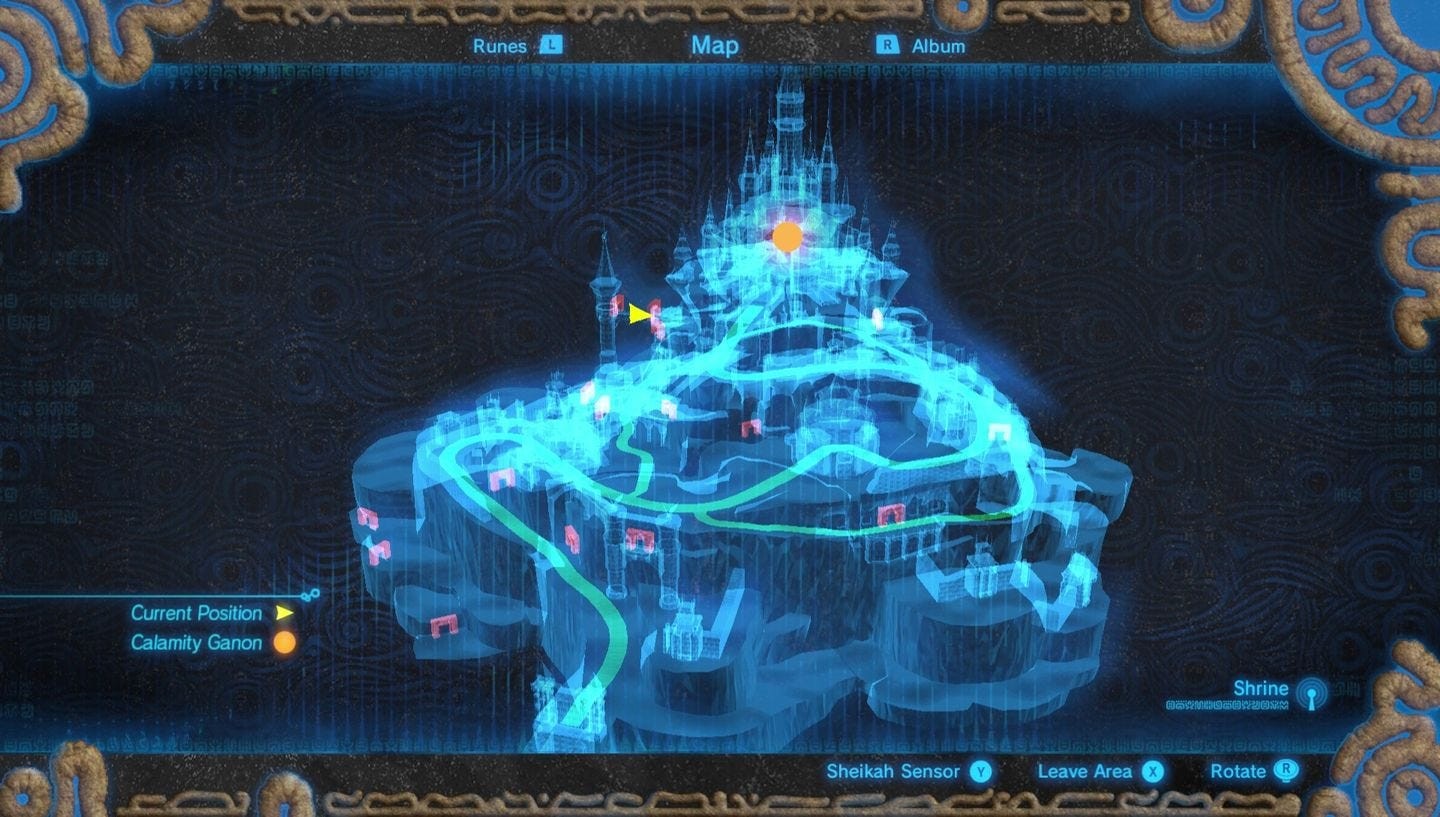 Đường đi đến Ký ức 12 vòng quanh Lâu đài Hyrule