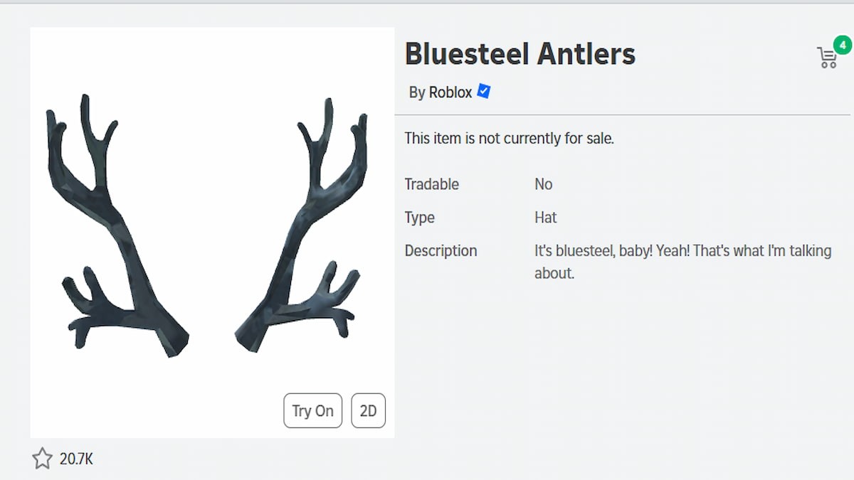 Gạc Nai Thép Xanh cá tính - Vật phẩm Roblox Black Friday