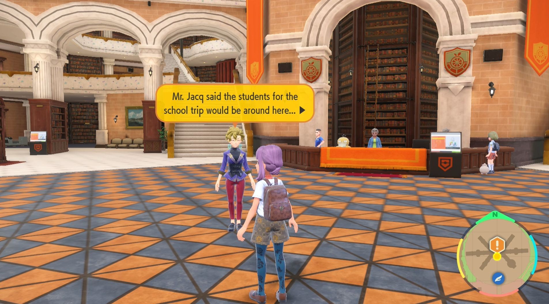 Gặp gỡ nhân vật Briar tại sảnh học viện để chuẩn bị khởi hành đến Kitakami trong DLC The Teal Mask